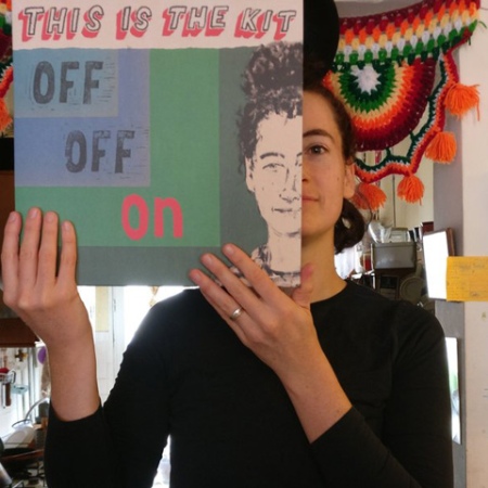 Kate Stables holding up vinyl copy of Off Off On